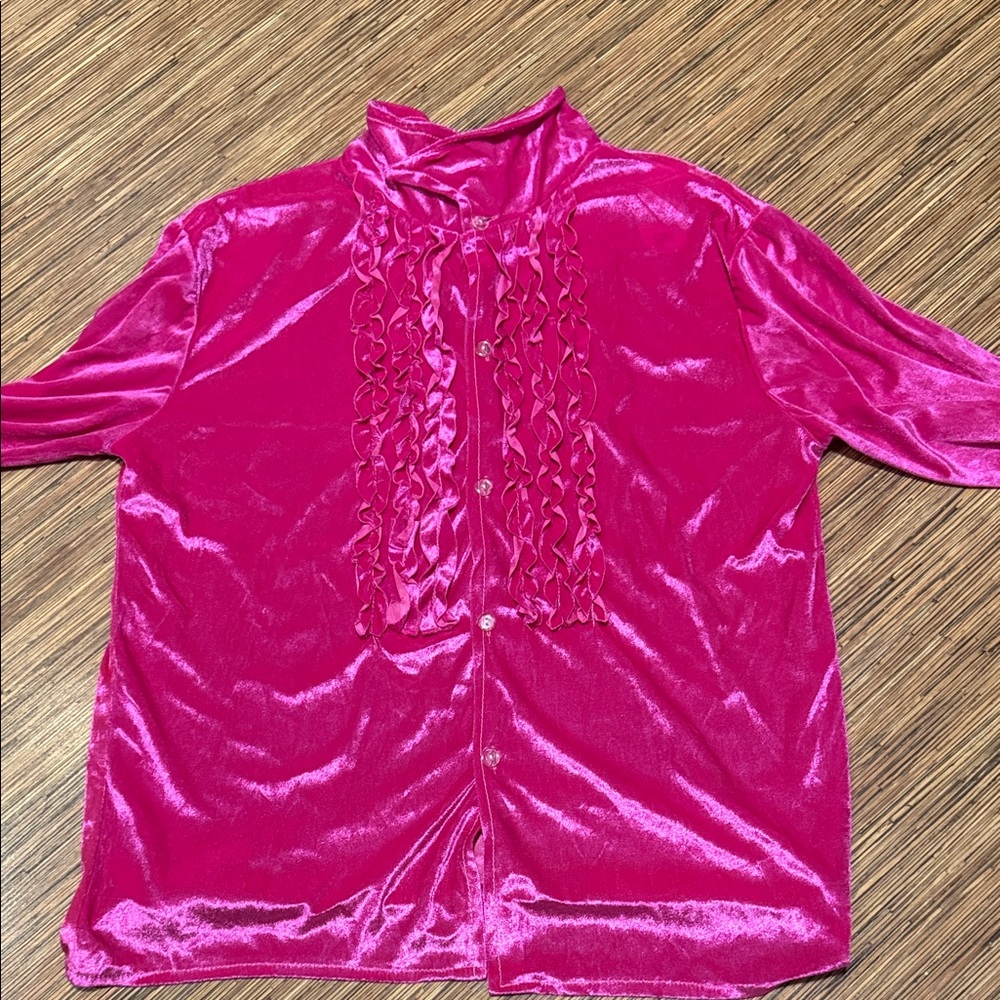 Vibrant Pink Velvet Blouse
